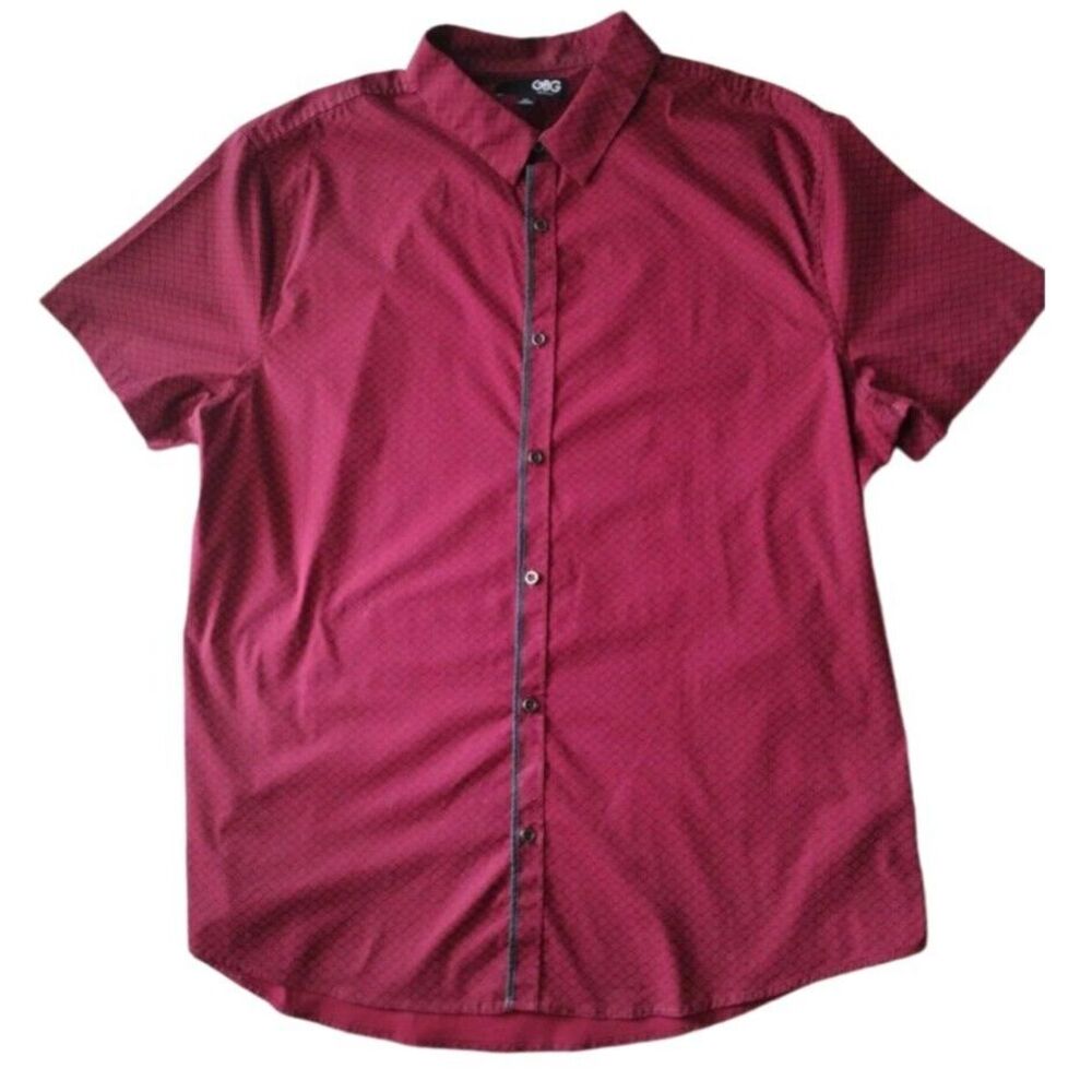 GBG Los Angeles Button Up Shirt Man XXL Red All Over Print Shirt Sleeve Casual